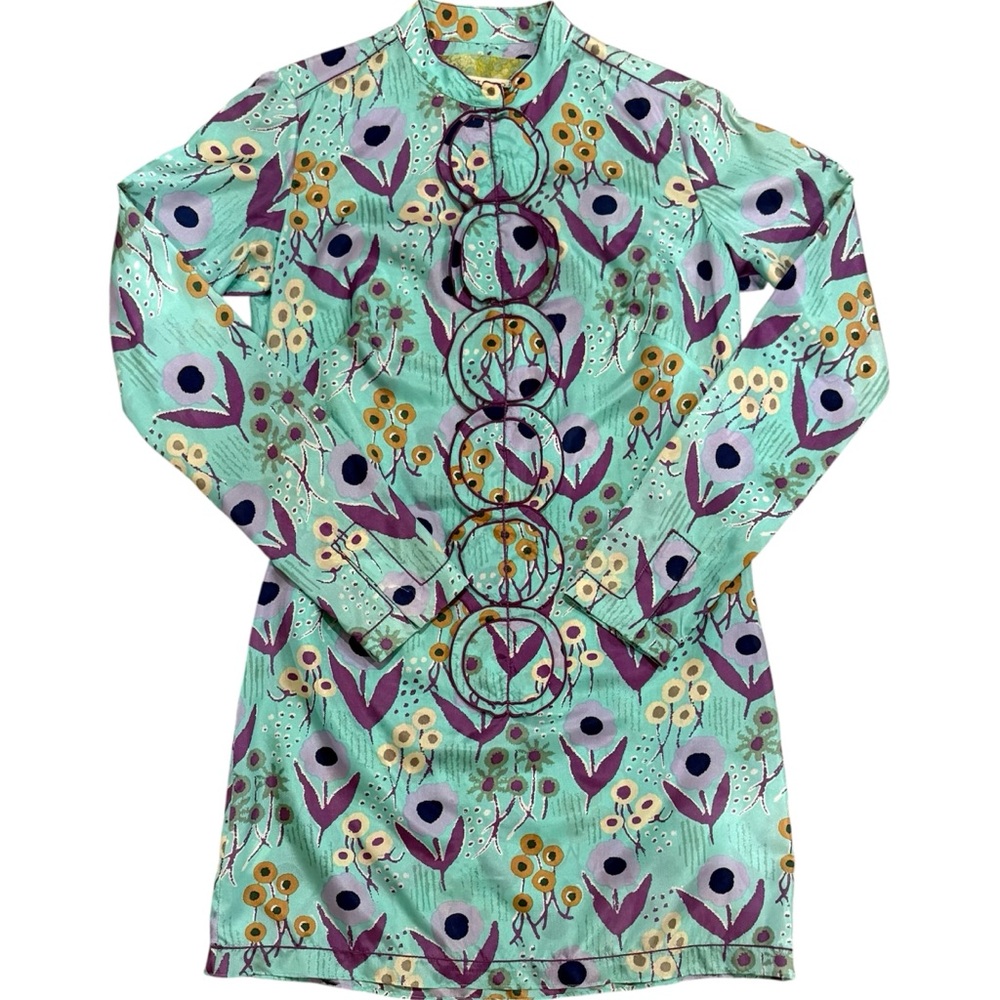 Chelsea & Violet 100% Silk Floral Tunic Dress Long Sleeve Size: XS Boho Chic